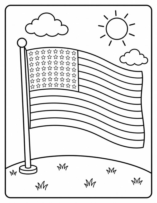 American Flag 001 Waving Flag On Pole