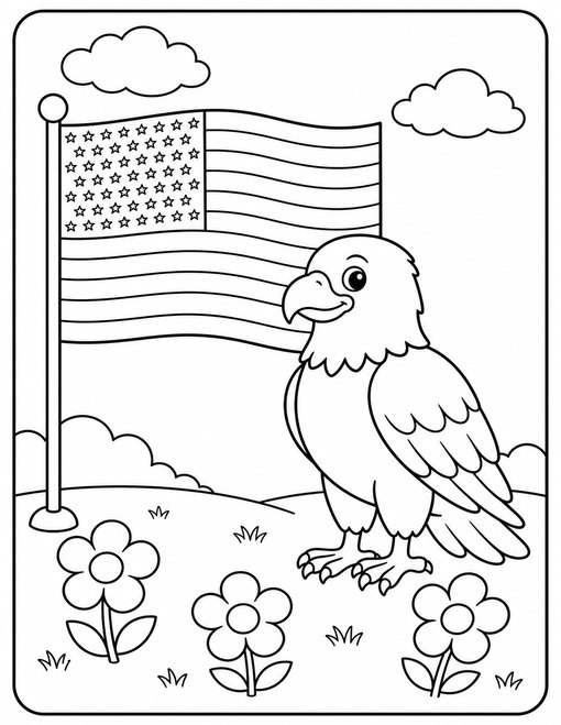 American Flag 002 Flag And Bald Eagle