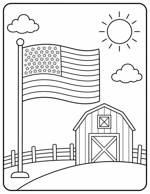 American Flag 005 Flag Over Country Barn