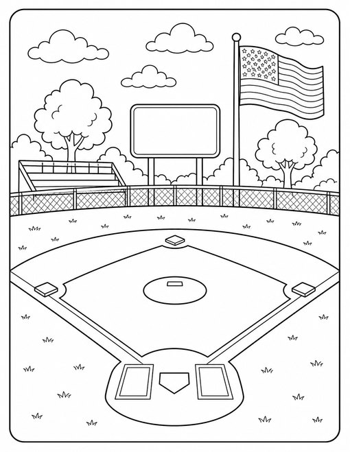 American Flag 012 Flag At Baseball Field