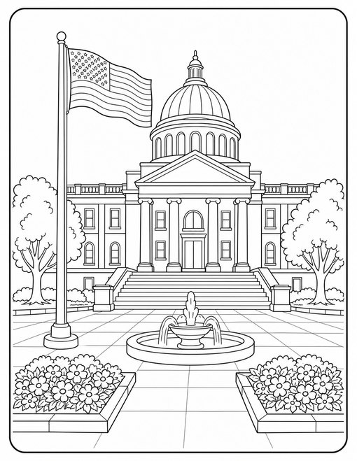 American Flag 013 Capitol Style Dome And Flag