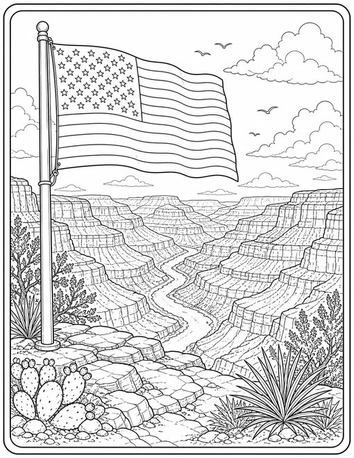 American Flag 014 Flag Over National Landscape
