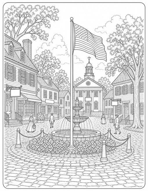 American Flag 015 Historic Town Flag Display