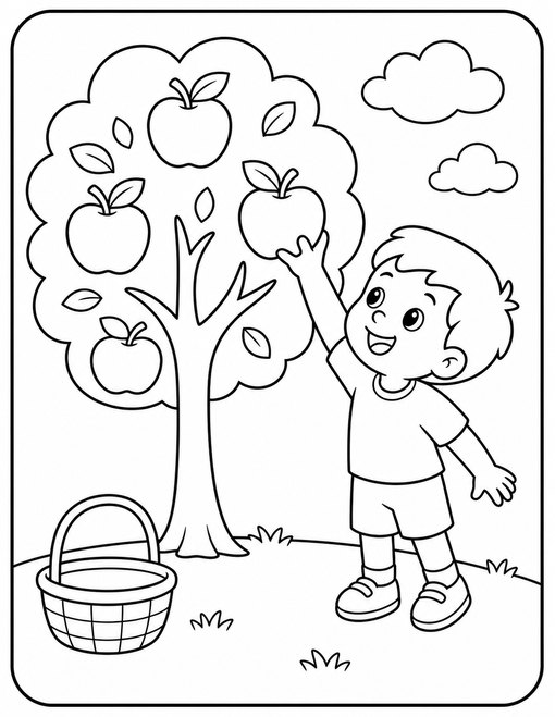 Child Picks Apple