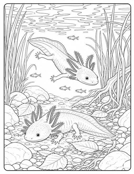 Two Axolotls Reeds