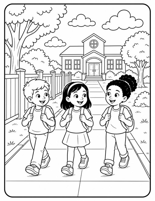Back To School 006 Friends Walking To School