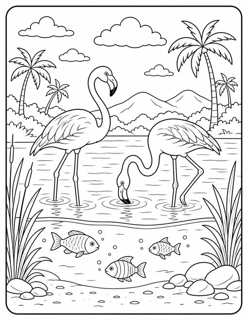Flamingos Lagoon Wade