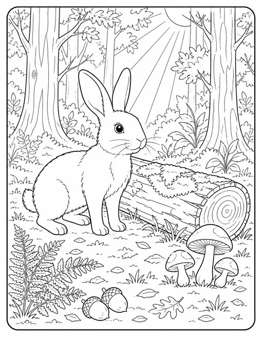 Bunny Woodland Log