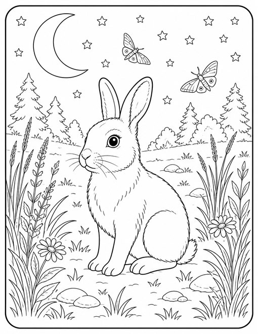Bunny Moonlit Meadow