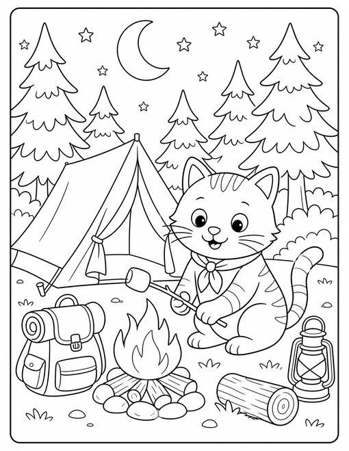 Cat Camping Forest