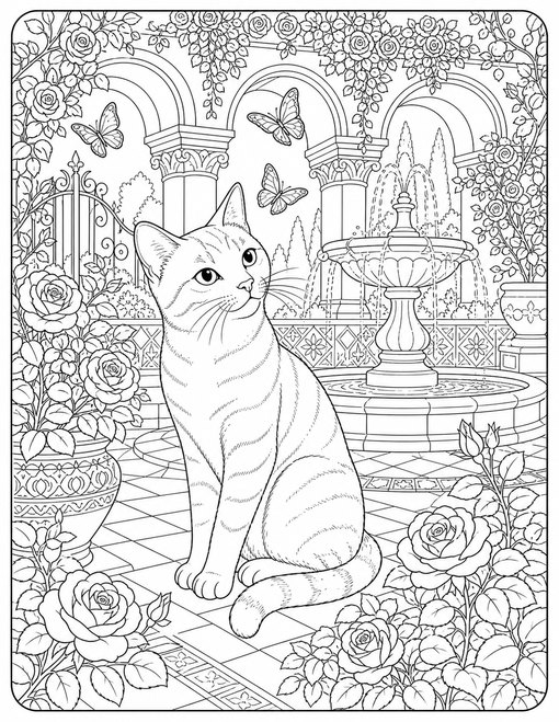 Cat Floral Courtyard
