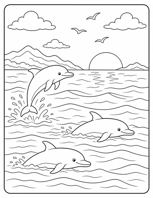 Dolphin Pod Sunset