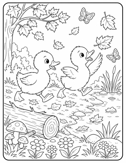 Ducklings Leaf Play