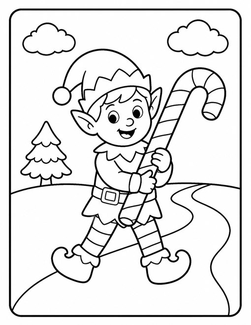 Elf And Candy Cane