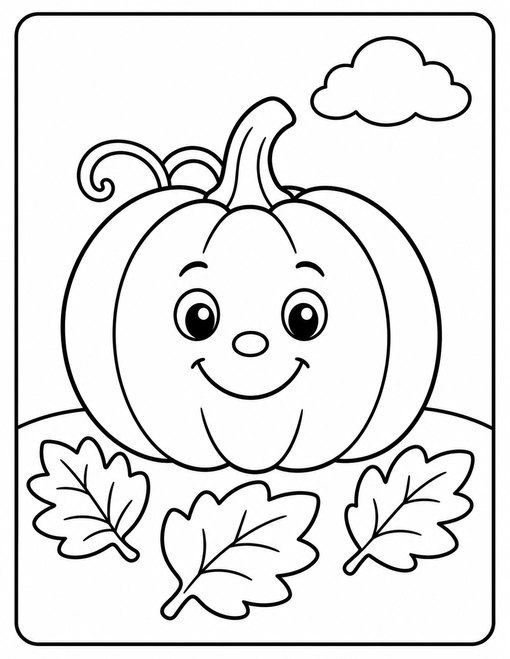 Smiling Pumpkin And Leaves