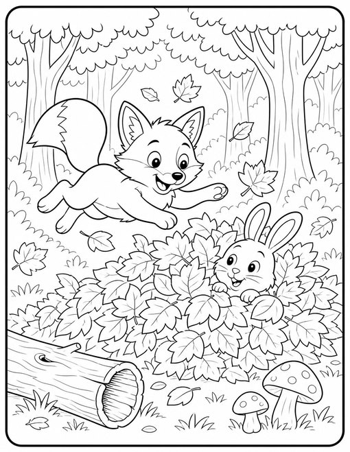 Woodland Animals Leaf Pile