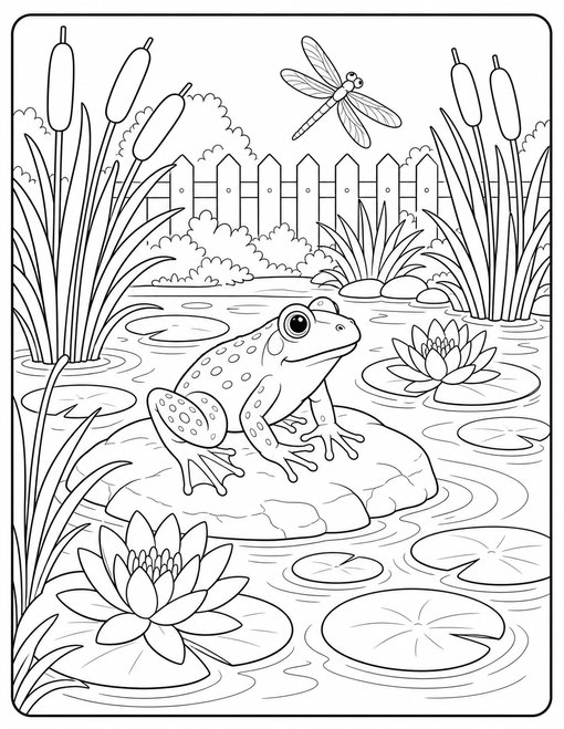 Pond Frog Cattails