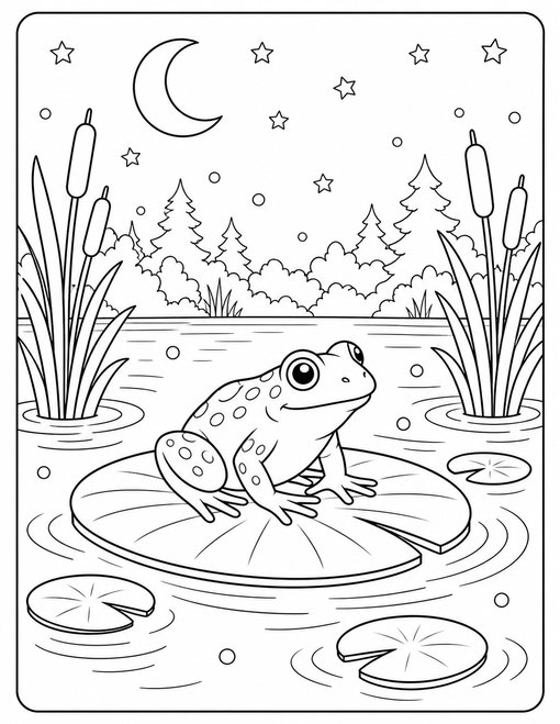 Frog Moonlit Pond