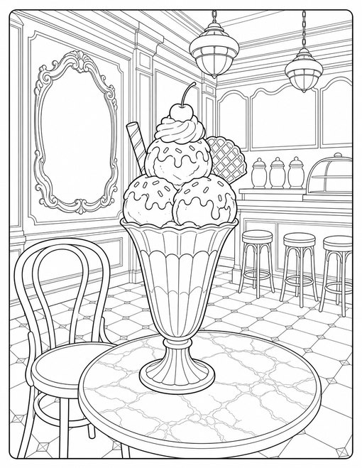Ice Cream 019 Vintage Dessert Parlor
