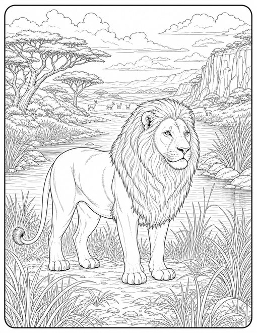 Lion Riverbank Portrait