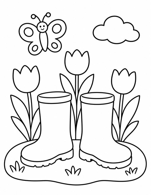 Rain Boots And Flowers