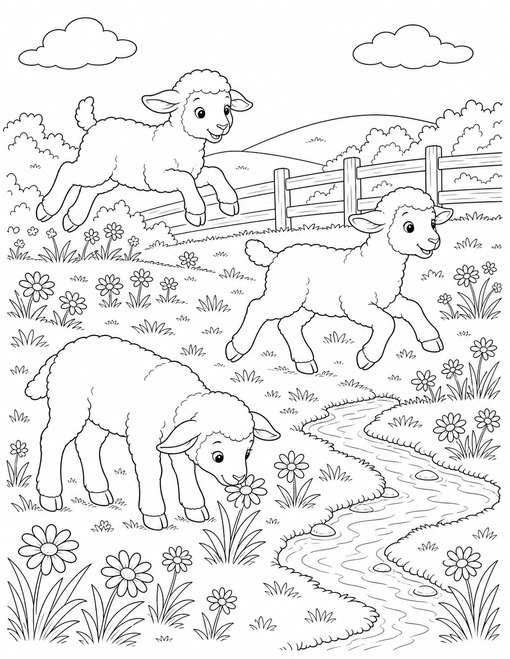 Lambs In Meadow