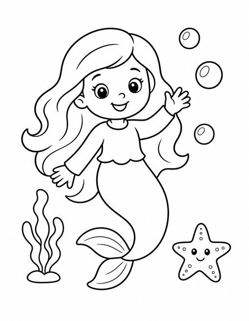 Happy Mermaid Waving