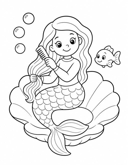 Mermaid Brushing Hair