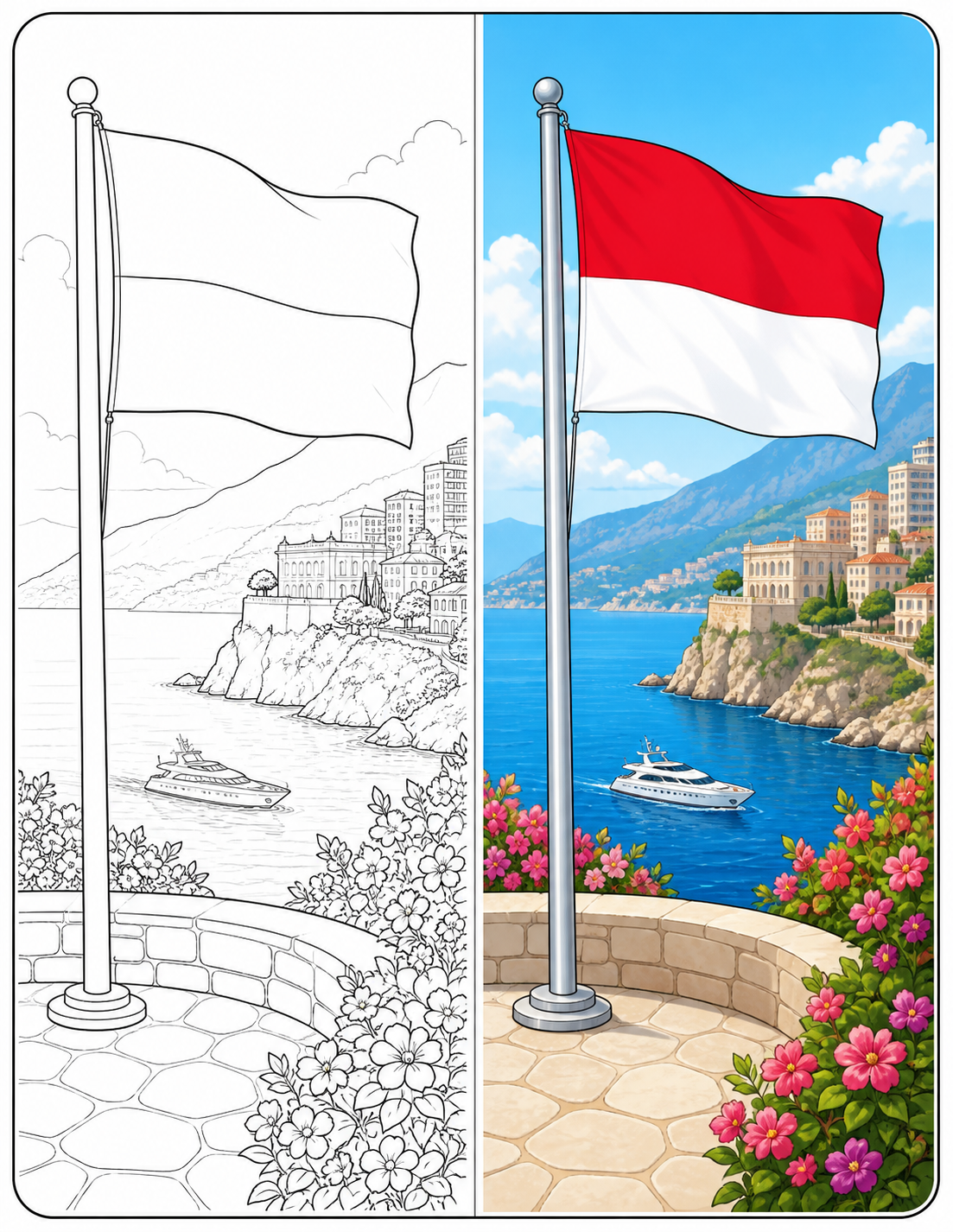 Monaco Flag Coloring Pages