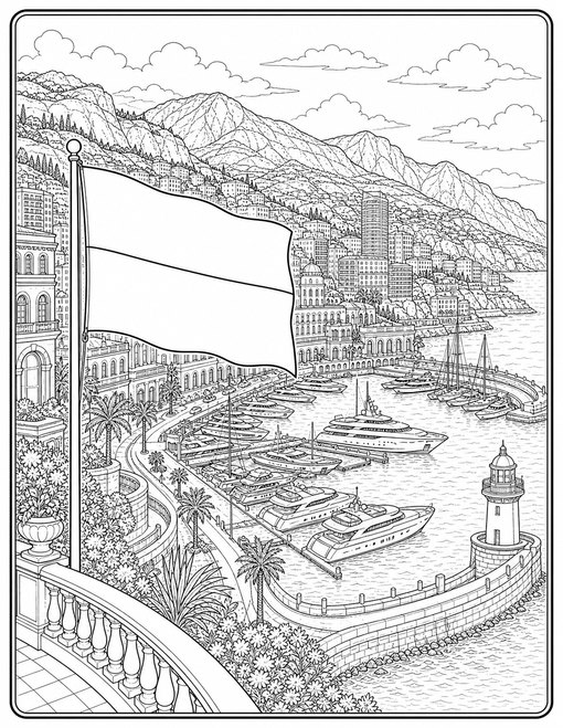 Monaco Flag 018 Grand Harbor Panorama