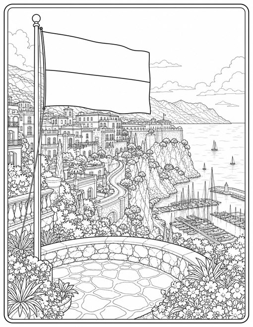 Monaco Flag 020 Cliffside Cityscape