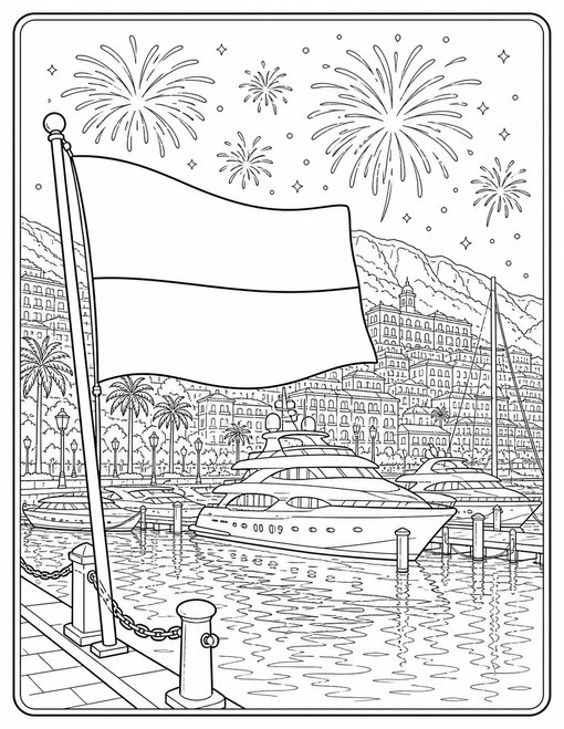 Monaco Flag 023 Fireworks Harbor