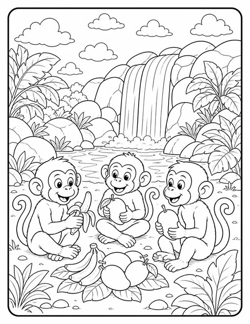 Monkeys Waterfall Picnic