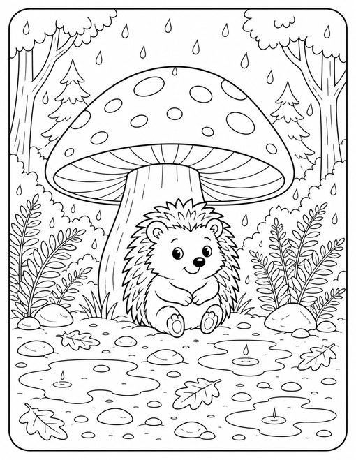 Hedgehog Mushroom Rain