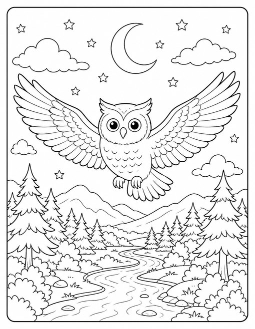 Owl Moonlit Flight