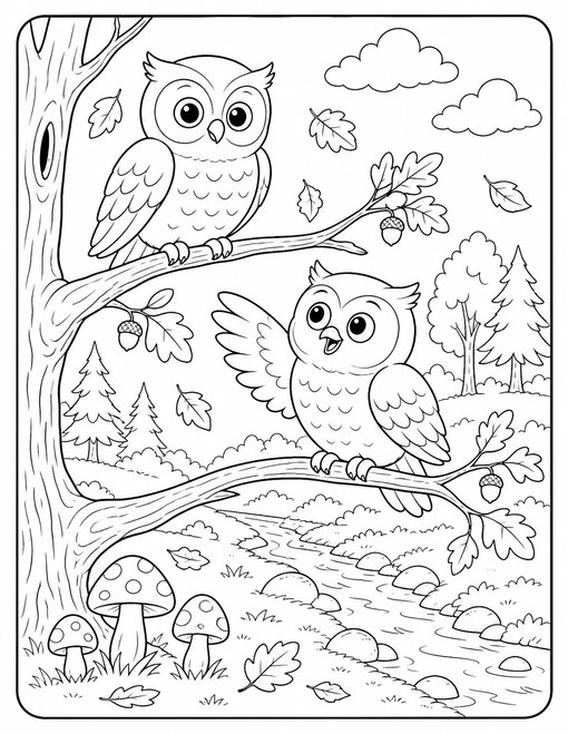 Owls Autumn Branch