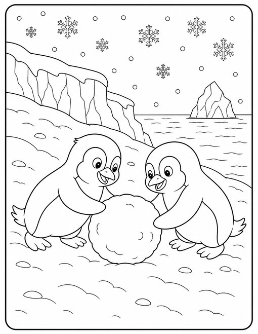 Penguins Snow Play
