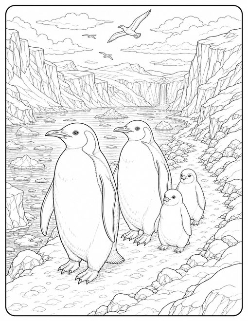 Penguin Family Fjord