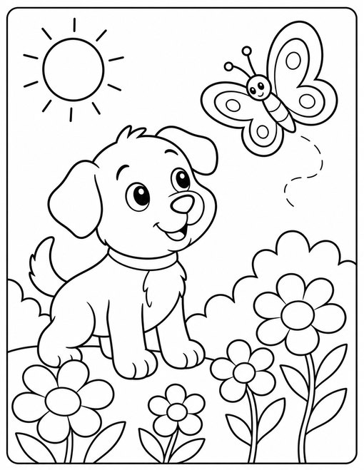Puppy Butterfly Garden