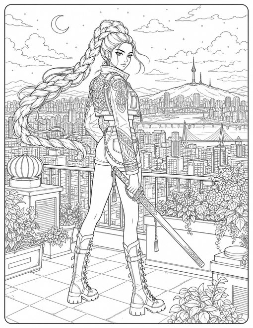 Neon Rooftop Guardian