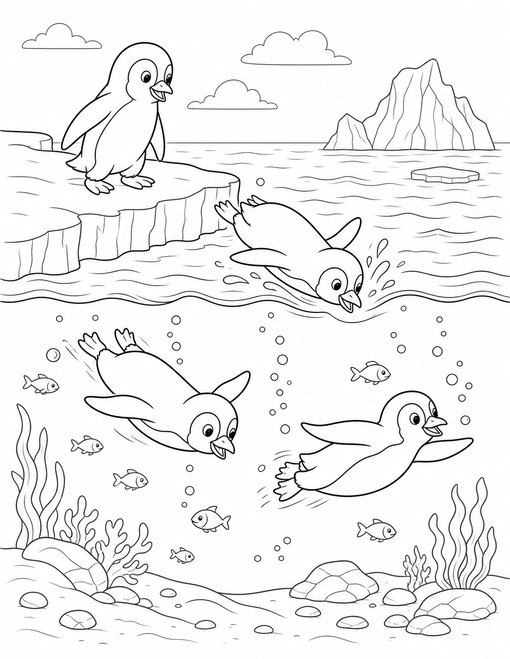 Sea Animals 008 Penguins Diving
