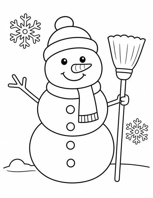 Snowman With Broom