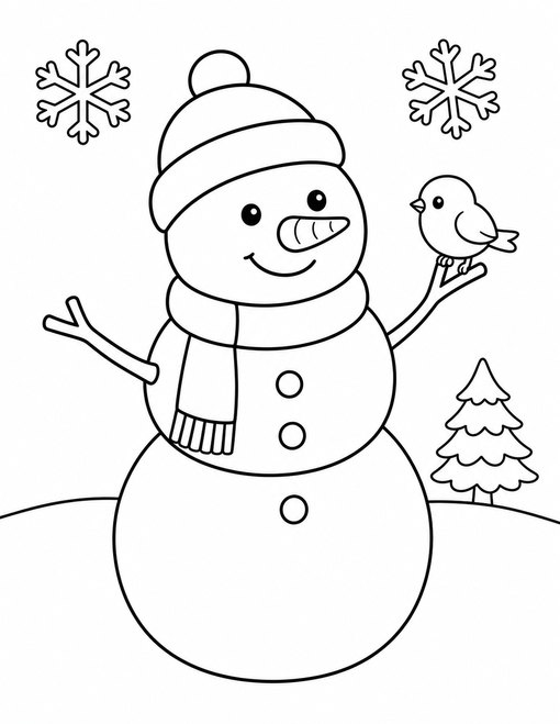 Snowman And Bird