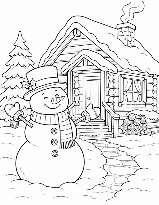 Snowman Winter Cabin