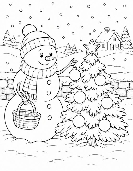 Snowman Decorating Tree