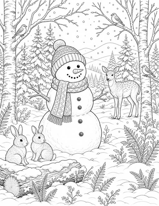 Woodland Snowman Scene
