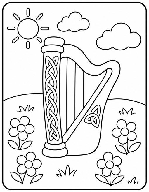 St Patricks Day 005 Harp In Spring Meadow