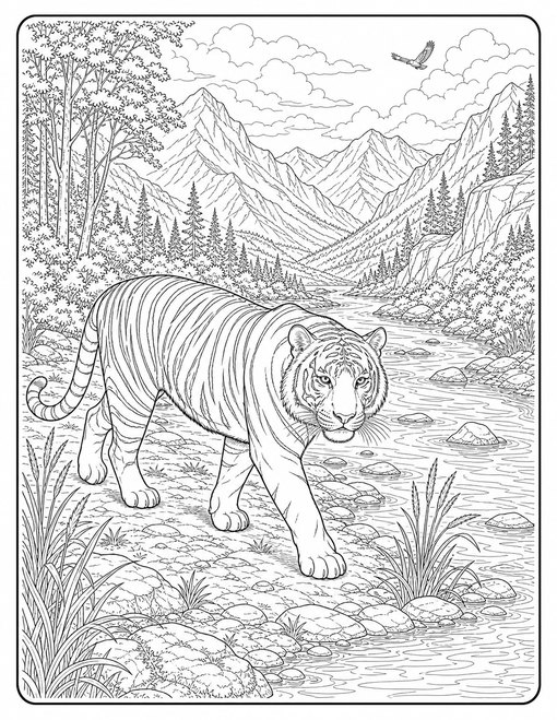 Bengal Tiger River Valley