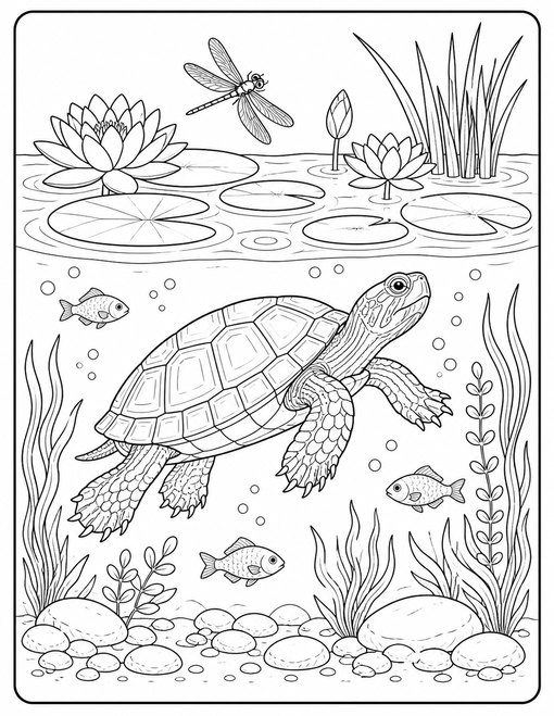 Pond Turtle Lilies