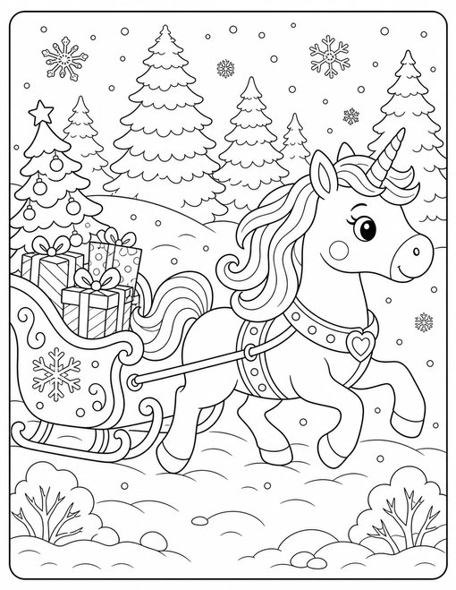 Unicorn Winter Sleigh
